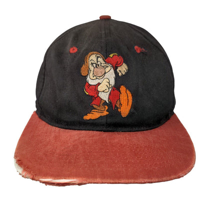 Disney Snow White & The Seven Dwarves Snapback Hat Black OSFA Grumpy Distressed