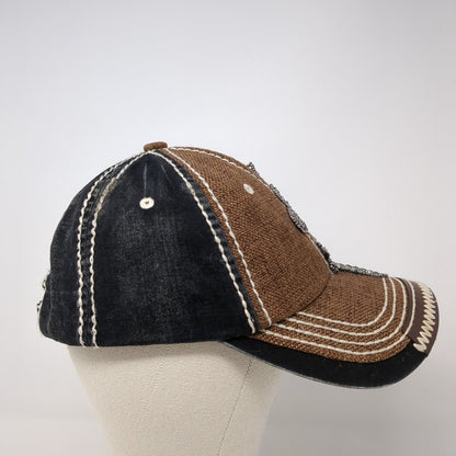Unbranded Slideback Straws Hat Brown One Size Adjustable Rhinestone Jeweled