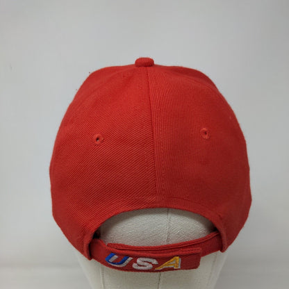 USA Eagle Strapback Hat Red One Size Embroidered American Flag