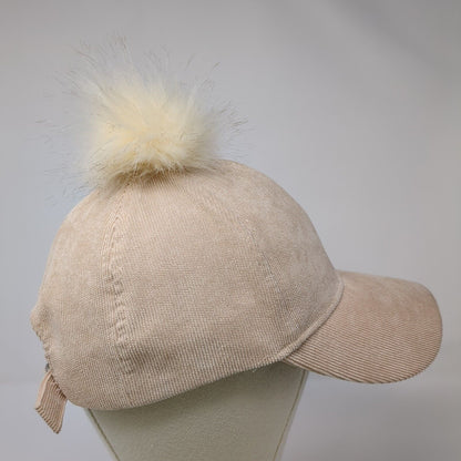 Unbranded Slideback Hat Brown One Size Adjustable Winter Faux Fur Pompom Blank