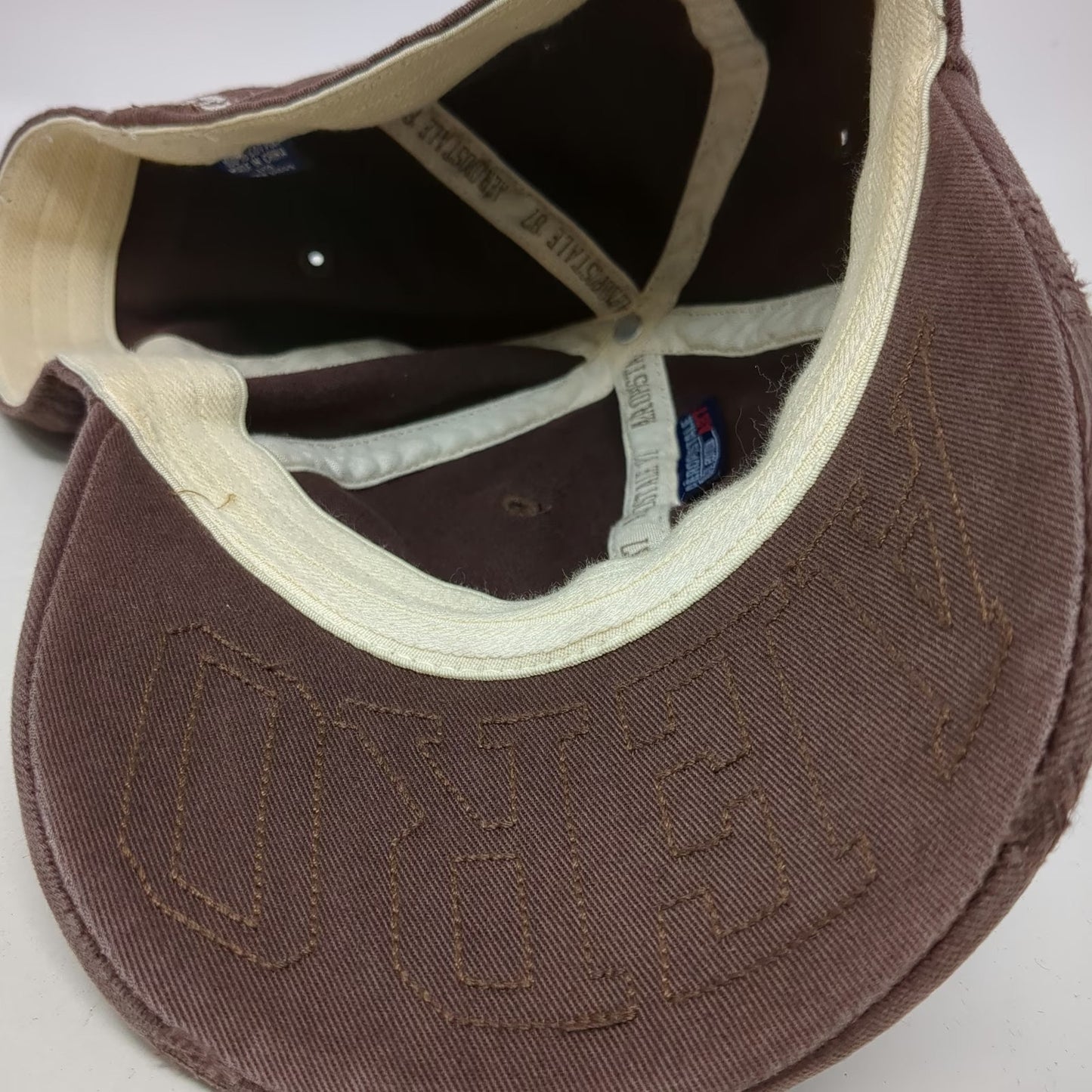 Aeropostale 87 Baseball Cap Brown XL Distressed Brim Aero Underbill Hat