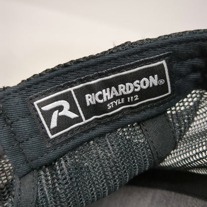 Richardson Trucker Hat Black One Size Mesh Snapback Leather Patch Mountains