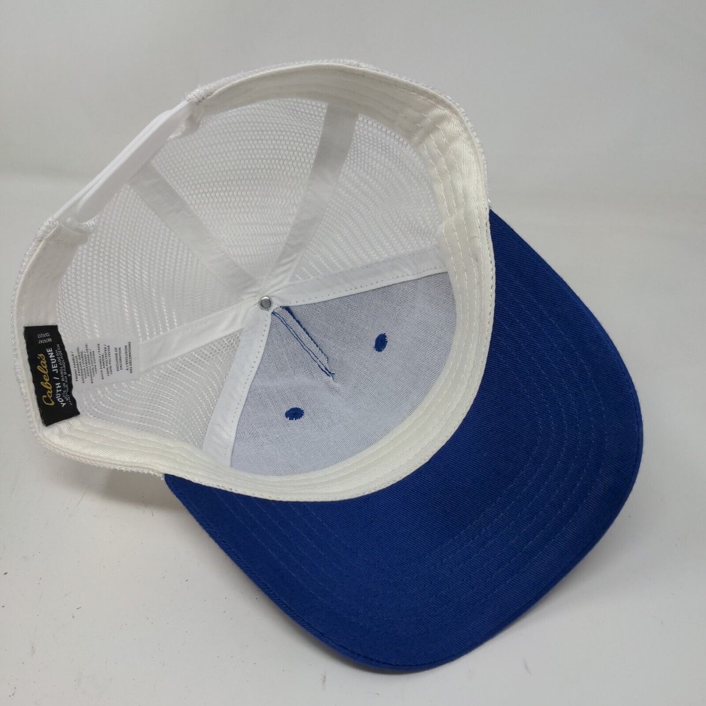 Cabela's Girls Snapback Mesh Back Hat Blue White Adjustable Butterfly Logo