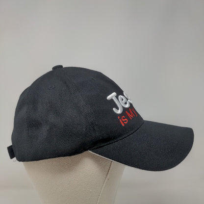 Jesus Is My Boss Strapback Hat Black One Size Embroidered Adjustable