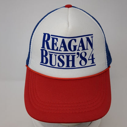 Reagan Bush '84 Snapback Trucker Hat Multicolor OS Adjustable Mesh Back Rope