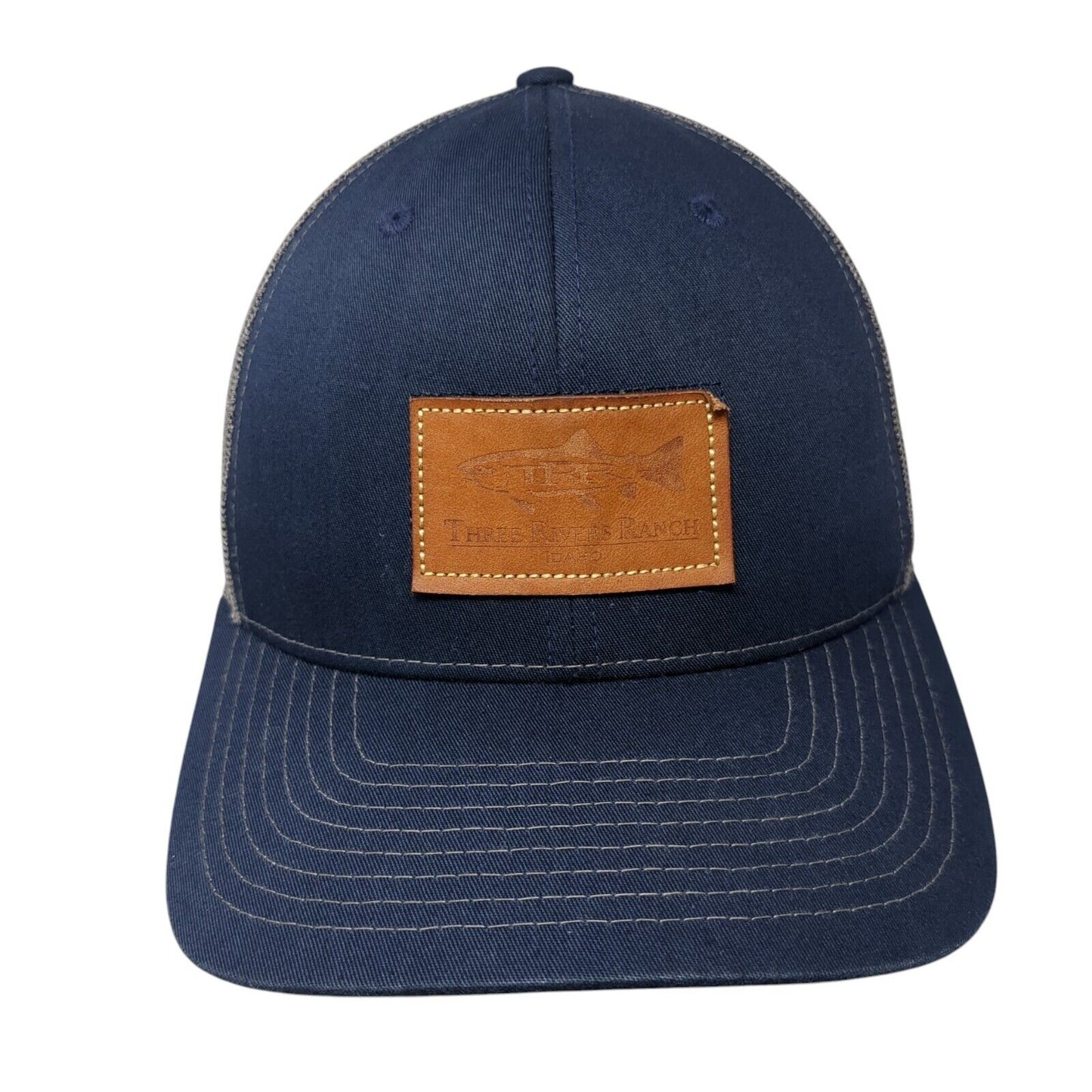 Three Rivers Ranch Idaho Snapback Trucker Hat Blue One Size Mesh Back Richardson