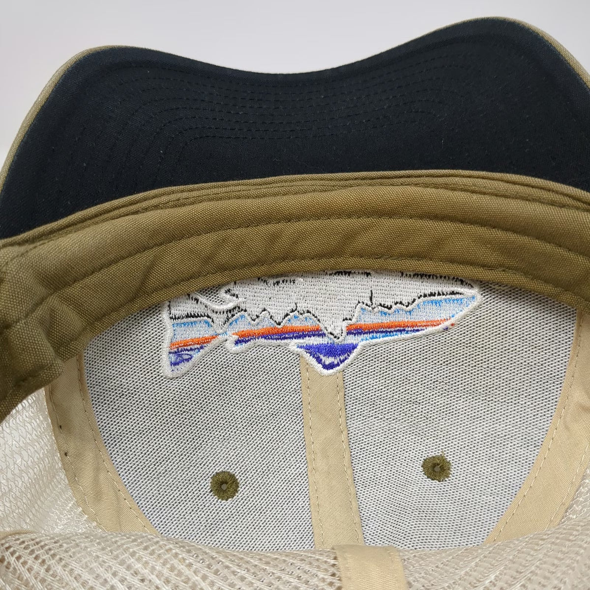 Patagonia Trucker Hat Brown One Size Mesh Back Fitz Roy Trout Fish Logo Snapback