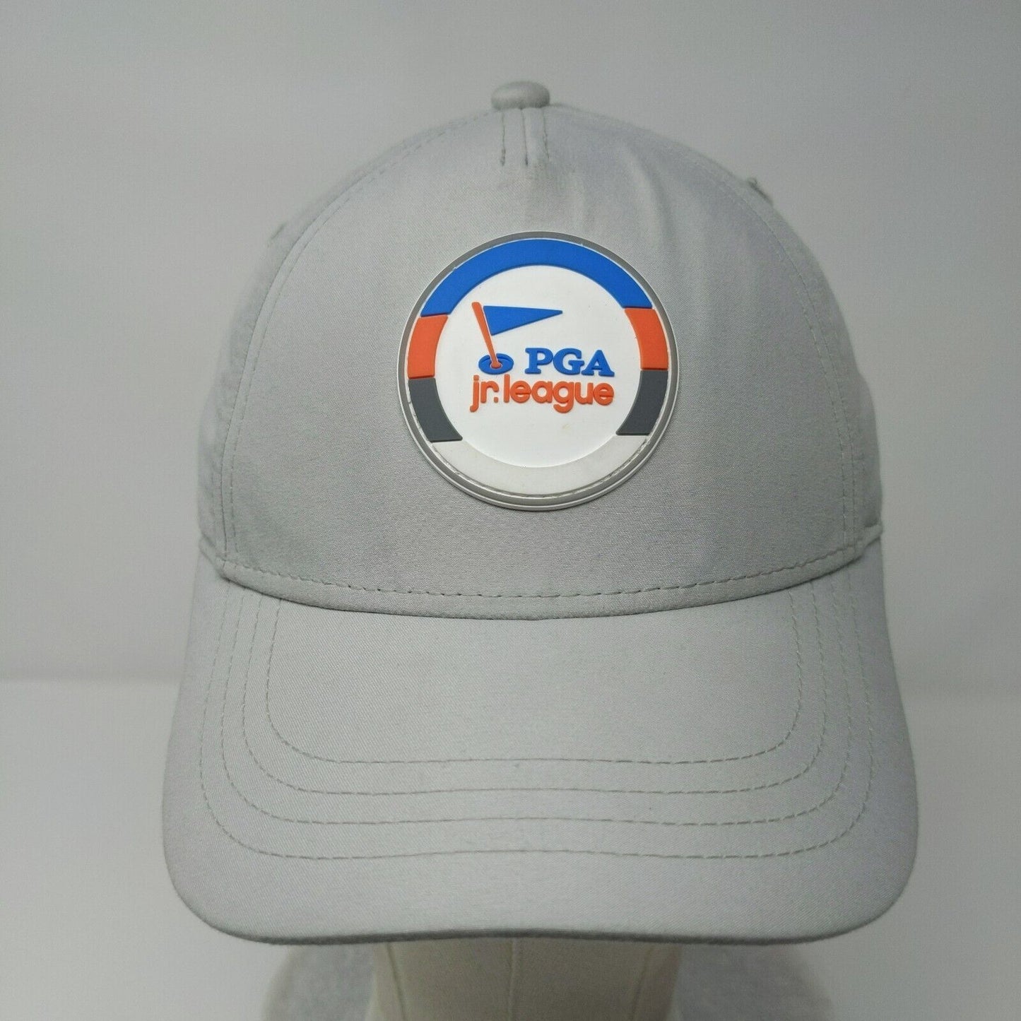 PGA Jr. League Kids Strapback Hat Gray Ages 5-12 Adjustable Breathable Garb
