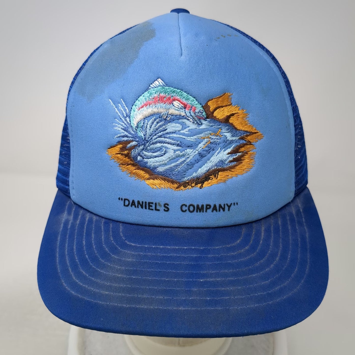 Mountaintop Marketing Trucker Hat Blue One Size Fish Daniels Company Snapback