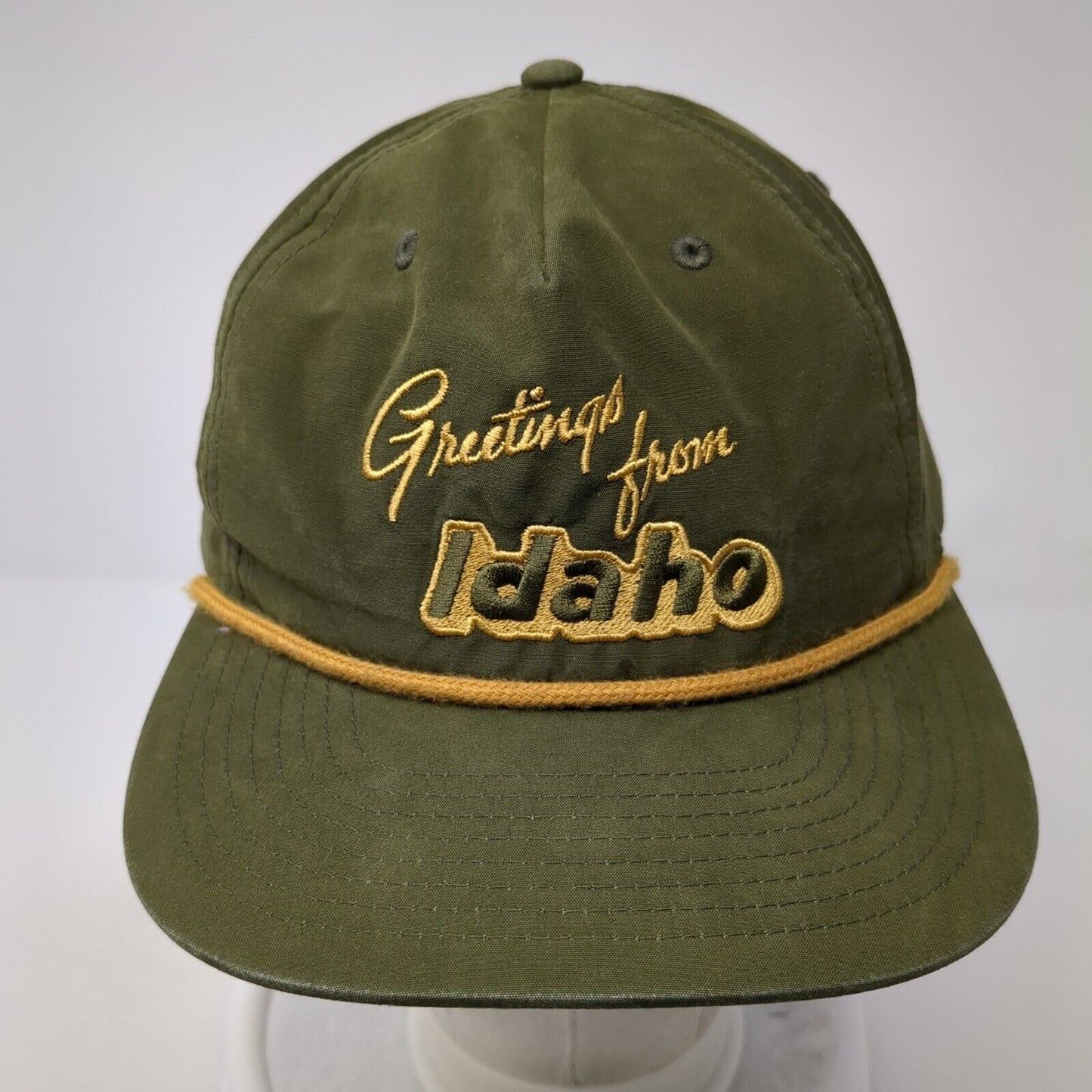 Greetings From Idaho Snapback Rope Hat Brown One Size Adjustable Outdoor