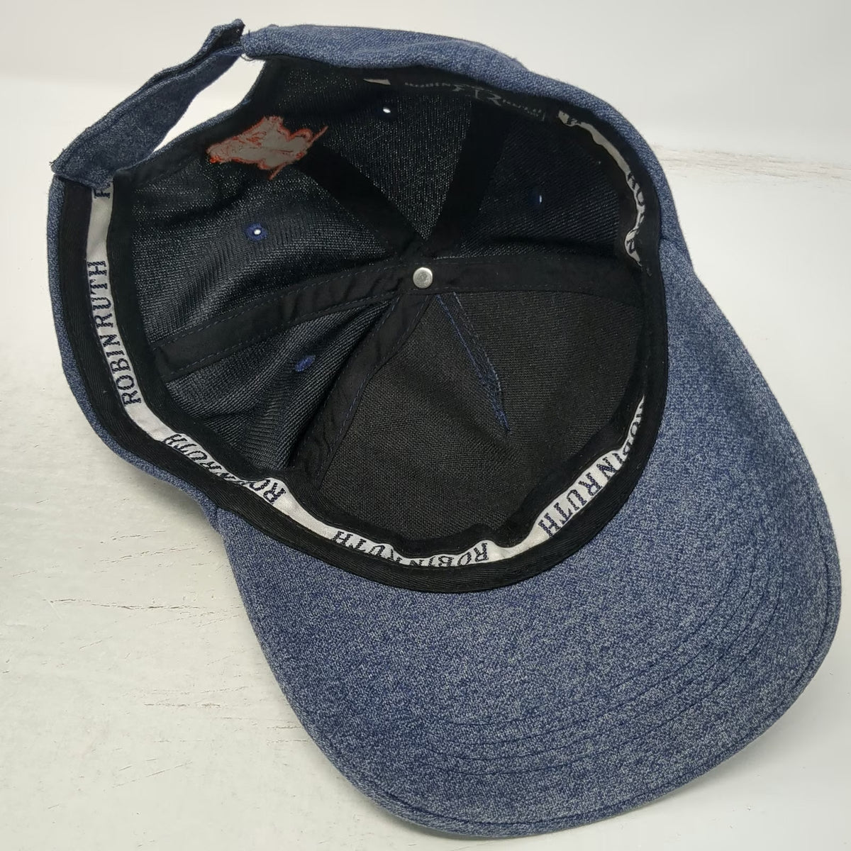 Robin Ruth 5 Panel Blue Hat One Size London Original Strapback Raised Text