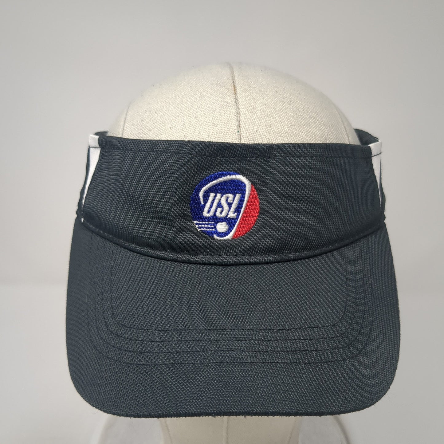 USL Sun Visor Hat Black One Size Adjustable Strap Lightweight Sport-Tek