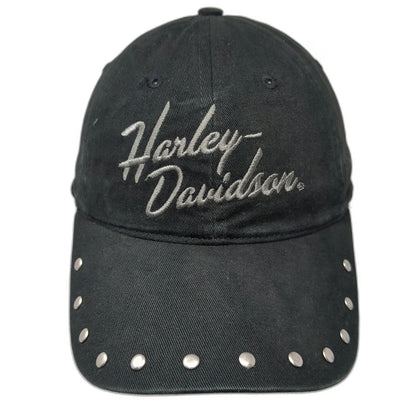 Harley-Davidson Baseball Cap Black One Size Silver Studded Hat Adjustable Script