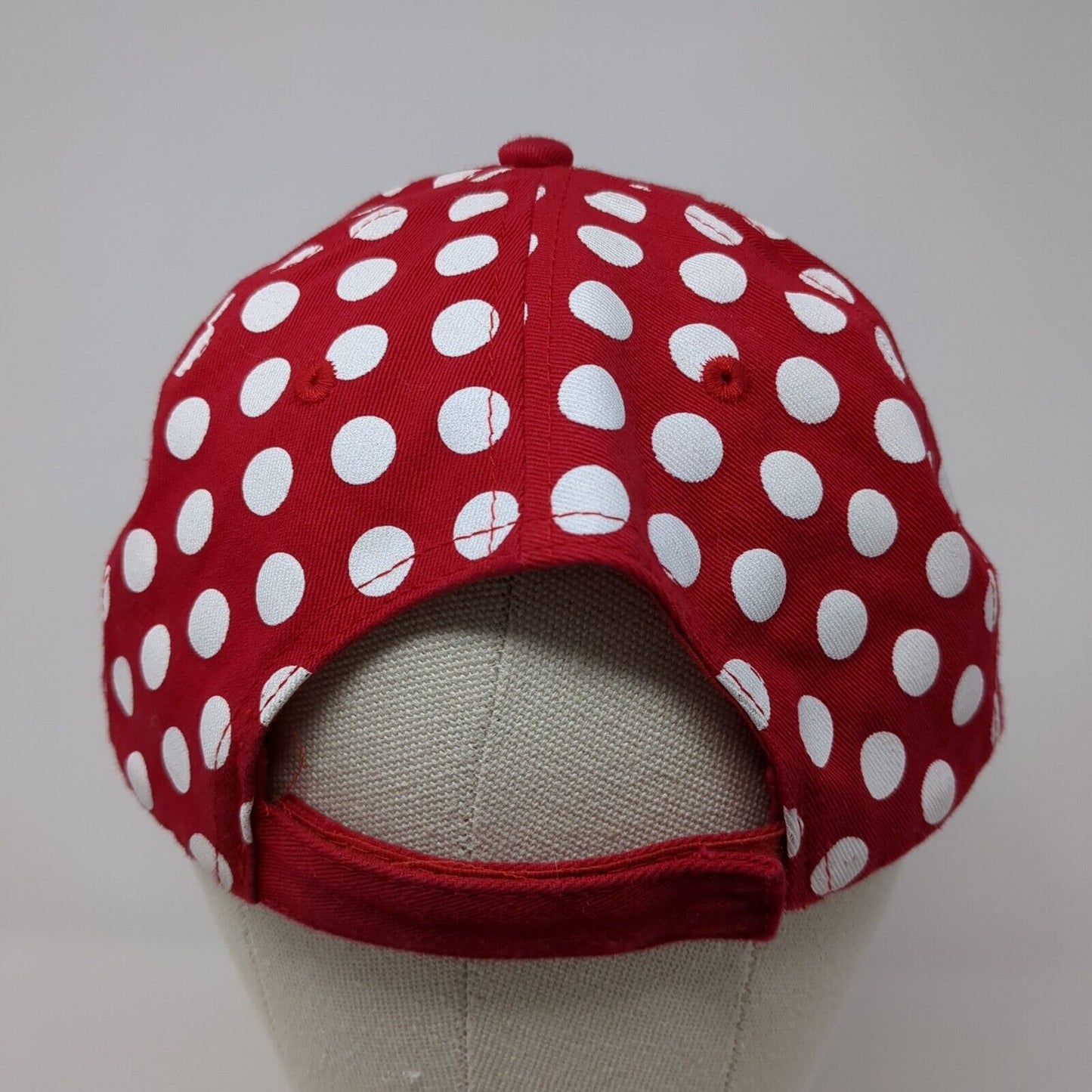 Minnie Mouse Bow Strapback Hat Red One Size Polka Dot Embroidered Disney