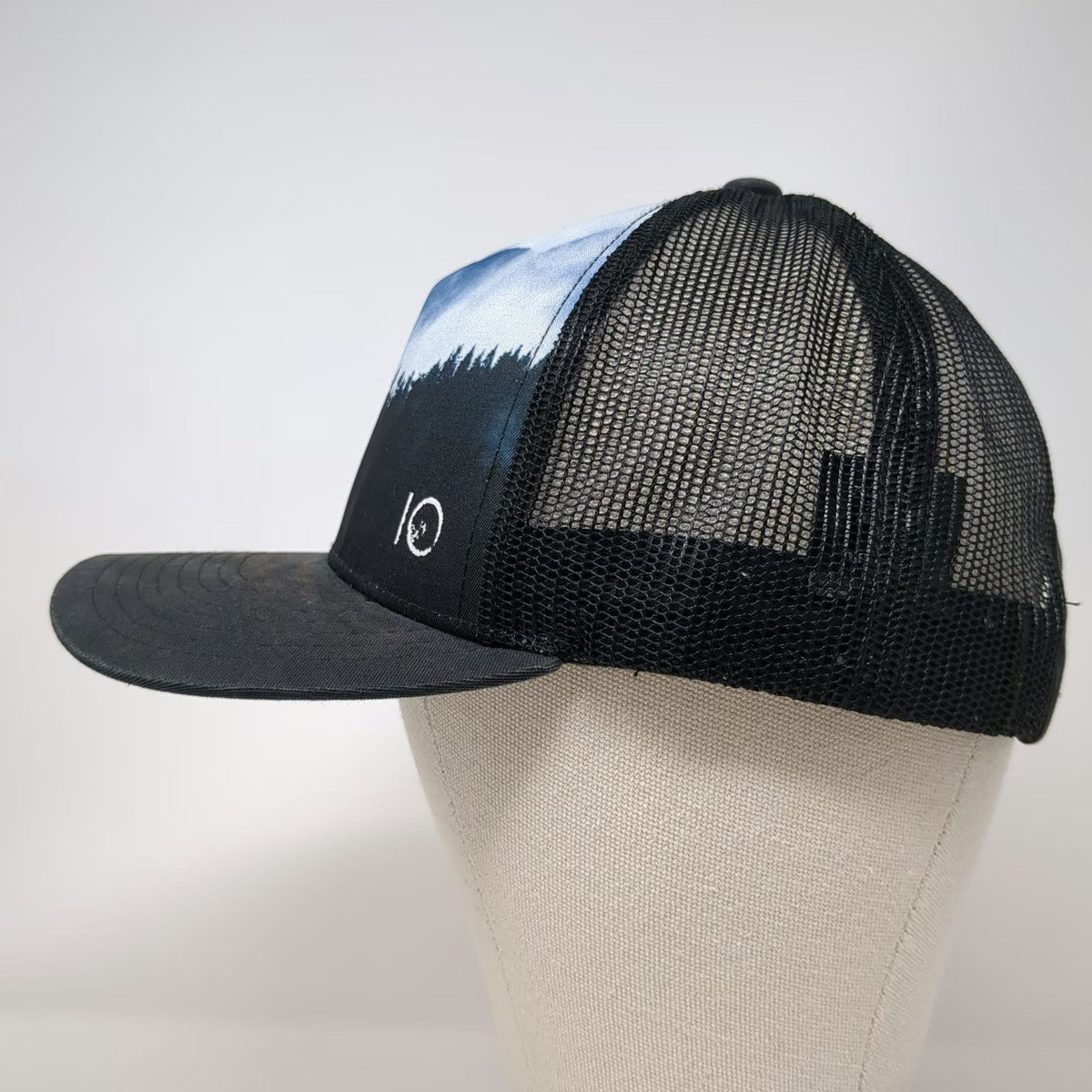 tentree Trucker Hat Black One Size Mesh Forest Landscape Graphic Snapback Hat