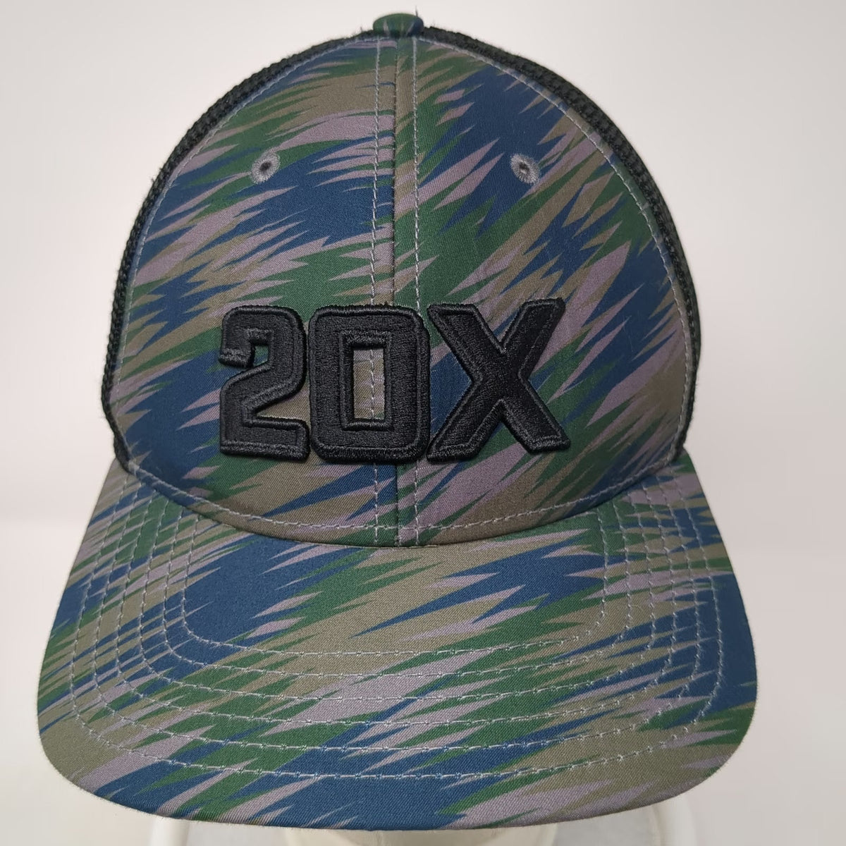 Wrangler 20X Trucker Hat Blue Camo One Size Mesh Snapback Tiger Stripe Western
