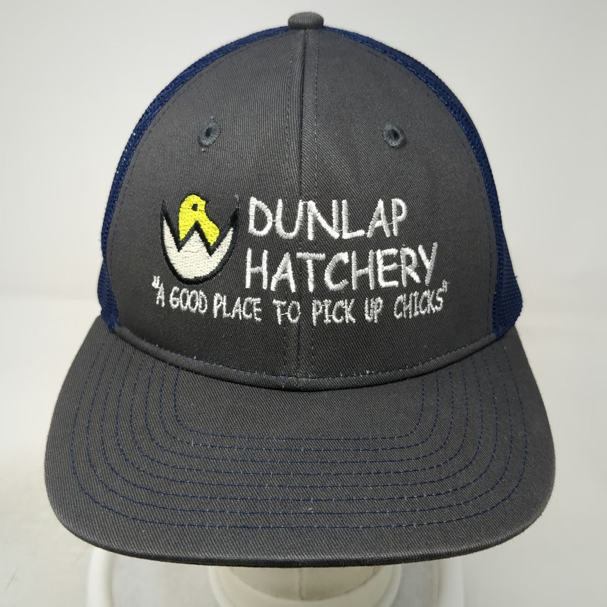 Port Authority Trucker Hat Gray Blue One Size Dunlap Hatchery Pick Up Chicks Hat