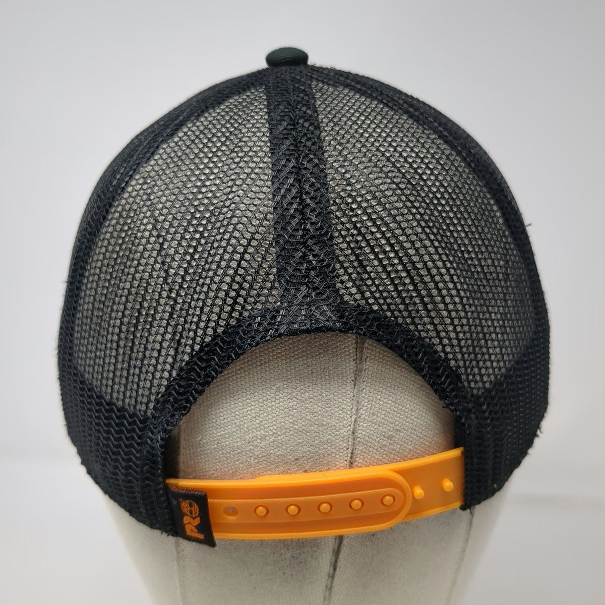 Timberland PRO Trucker Hat Black One Size Mesh Back Orange Snapback Patch Hat