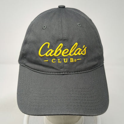 Cabela's Club Baseball Cap Gray One Size Adjustable Yellow Script Logo Hat