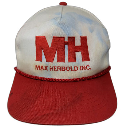 Max Herbold Inc 5 Panel Hat Red White One Size Rope Snapback Corporate Logo