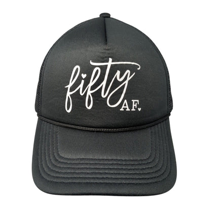 Fifty AF Snapback Trucker Hat Black One Size Adjustable Mesh Back Rope Polyester
