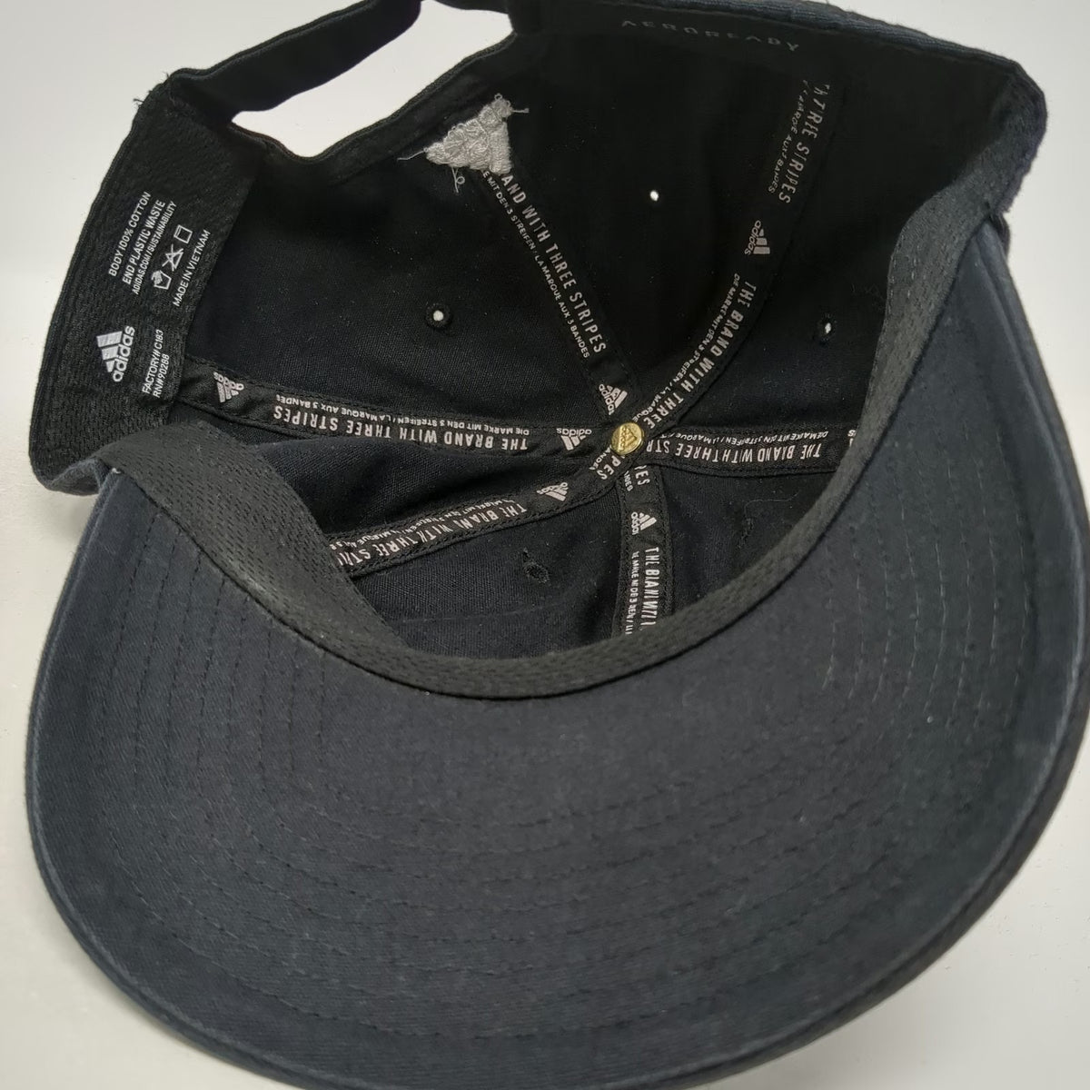 Adidas Baseball Cap Black One Size Embroidered Aeroready Slideback Cotton Hat