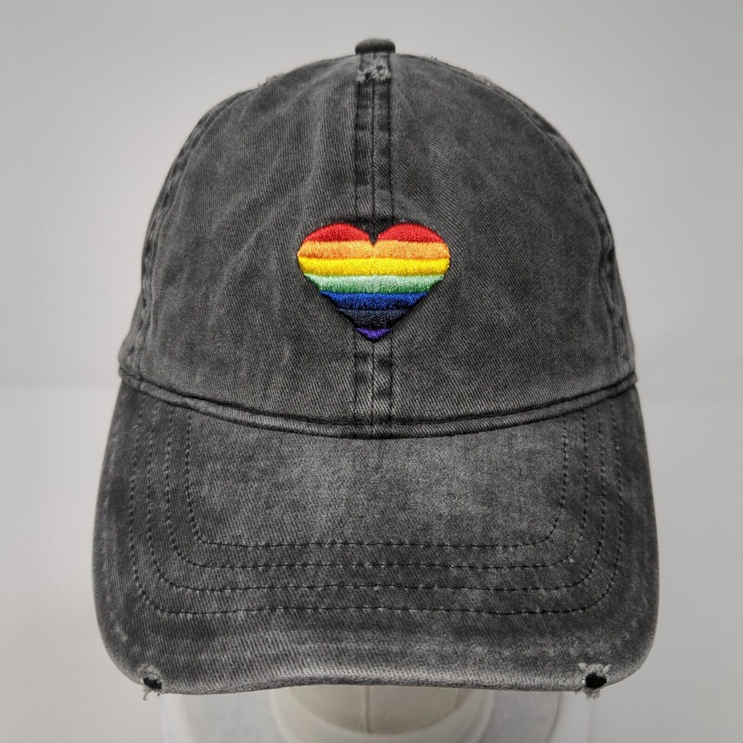 Rainbow Heart Slideback Hat Gray One Size Adjustable David And Young