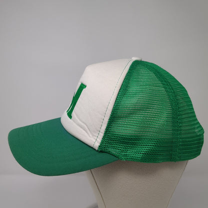 Letter M Snapback Mesh Back Trucker Hat Green One Size Embroidered Logo