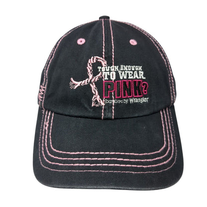 Tough Enough To Wear Pink? Wrangler Strapback Hat Black OS Adjustable Cotton