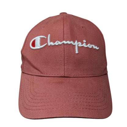 Champion Spell Out Slideback Hat Red OSFM Embroidered Leather Strap