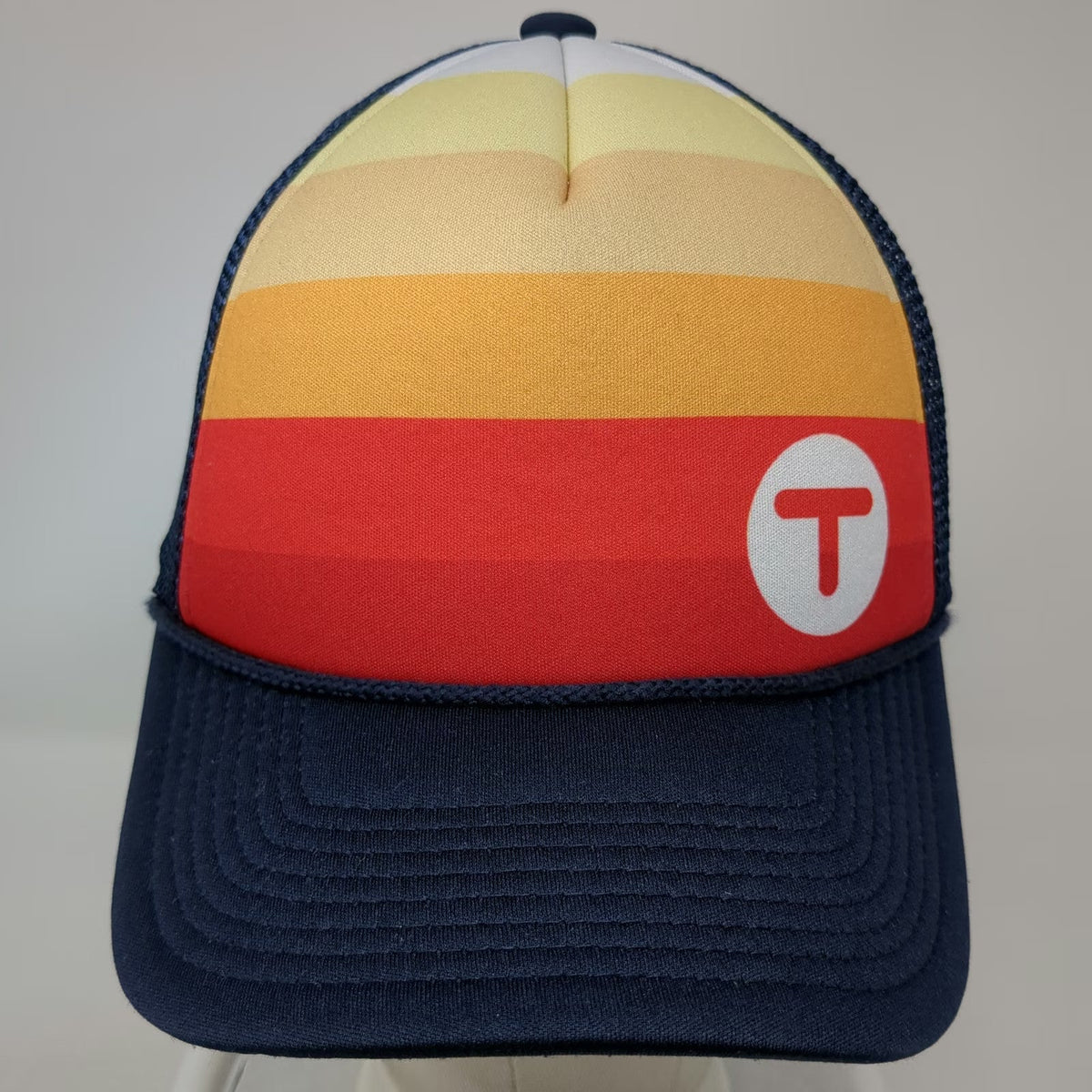 TSheets Trucker Hat Blue One Size Retro Stripe Foam Mesh Snapback