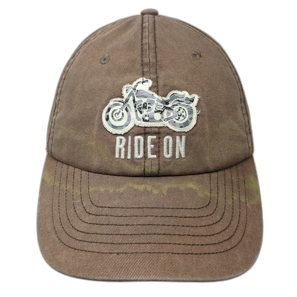 Life is Good Baseball Cap Brown One Size Motorcycle Ride On Camo Slideback Hat