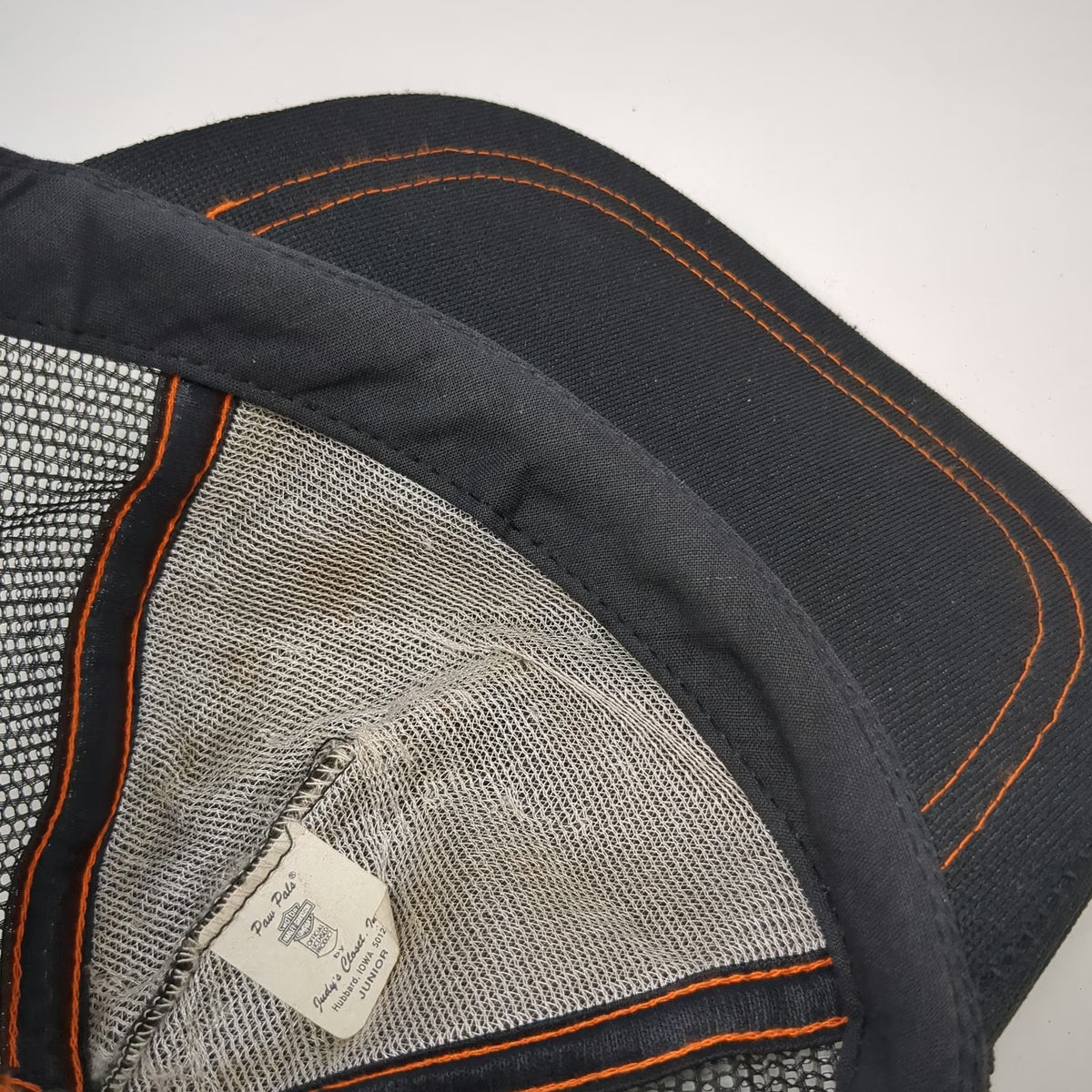 Harley-Davidson Trucker Hat Black Mesh Back Snapback Made in USA Orange Vintage