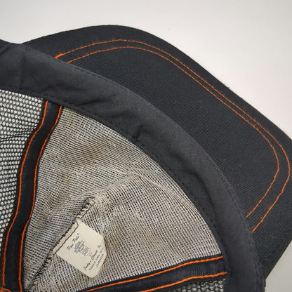 Harley-Davidson Trucker Hat Black Mesh Back Snapback Made in USA Orange Vintage