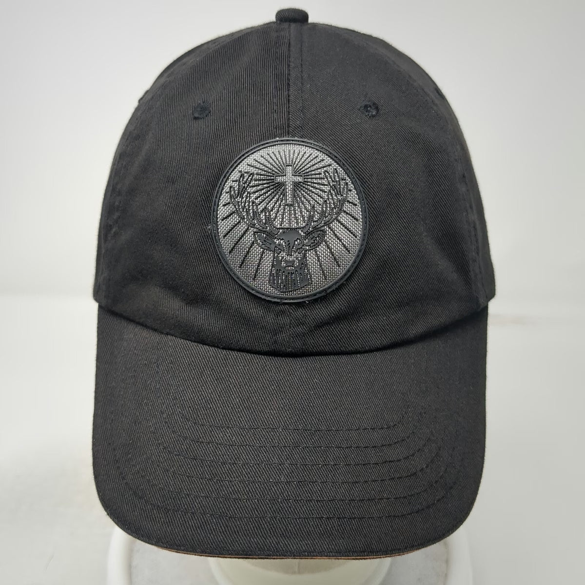 Jägermeister Baseball Cap Black One Size Rubber Patch Orange Brim Piping Hat
