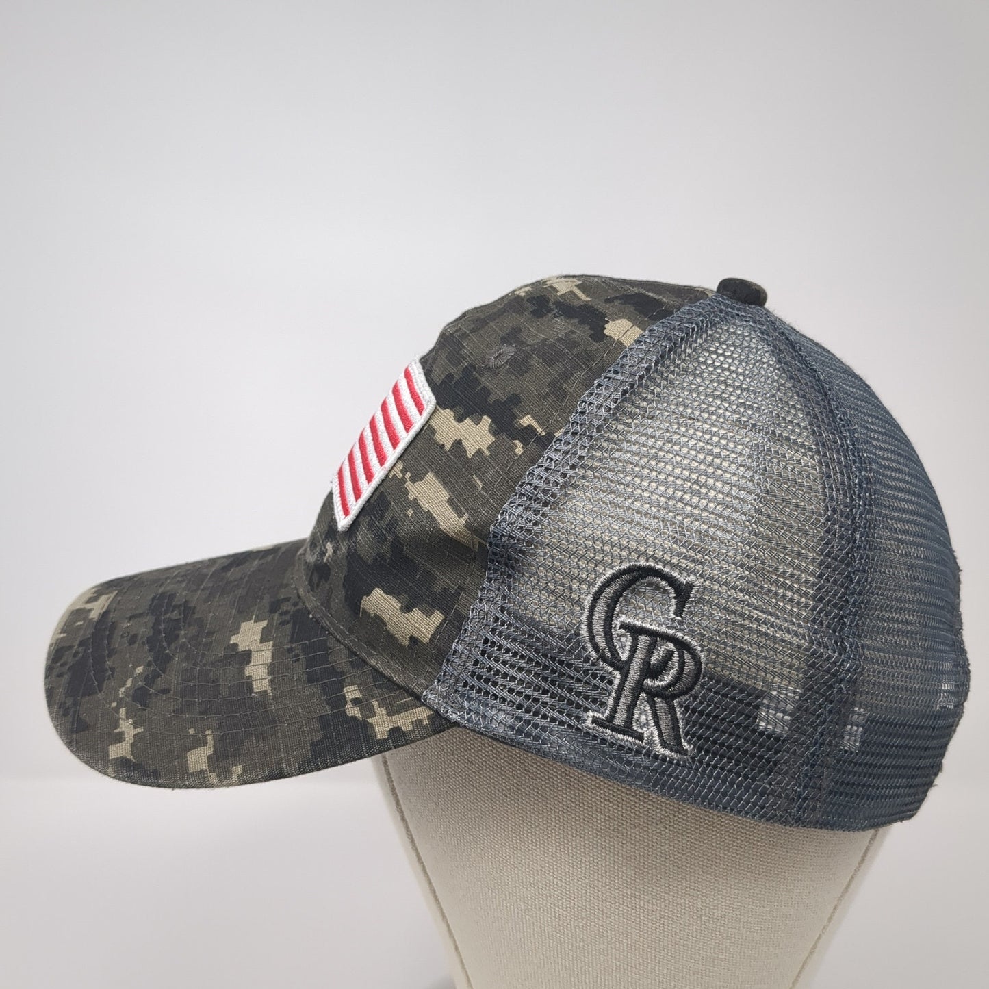 USA Flag KOA Snapback Trucker Hat Multicolor One Size Camo Mesh Back