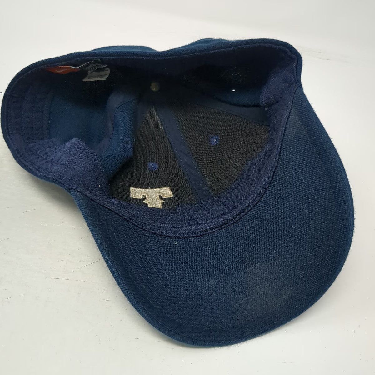 Nike Baseball Cap Blue M Fitted Hat Legacy 91 Stretch Fit Embroidered Letter T