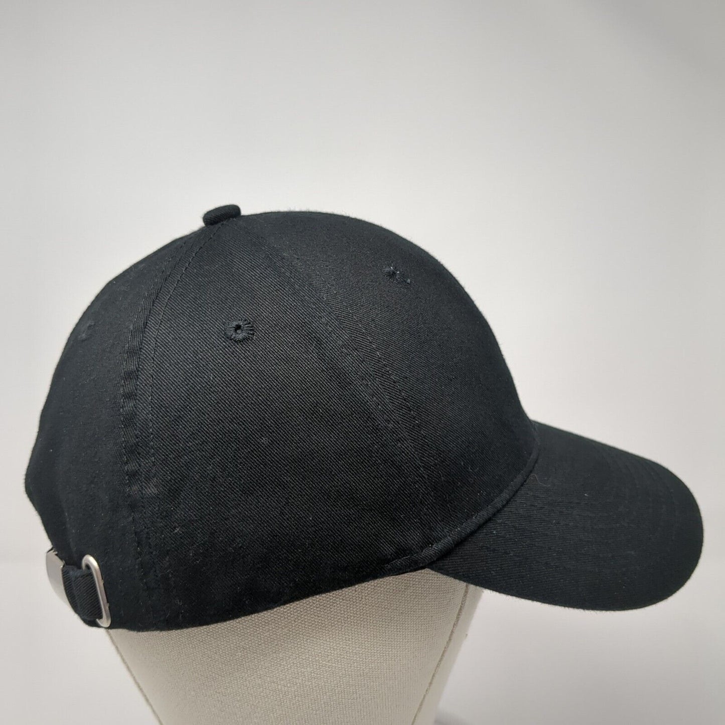 Unbranded Slideback Hat Black One Size Adjustable Vented Holes 6 Panel Blank