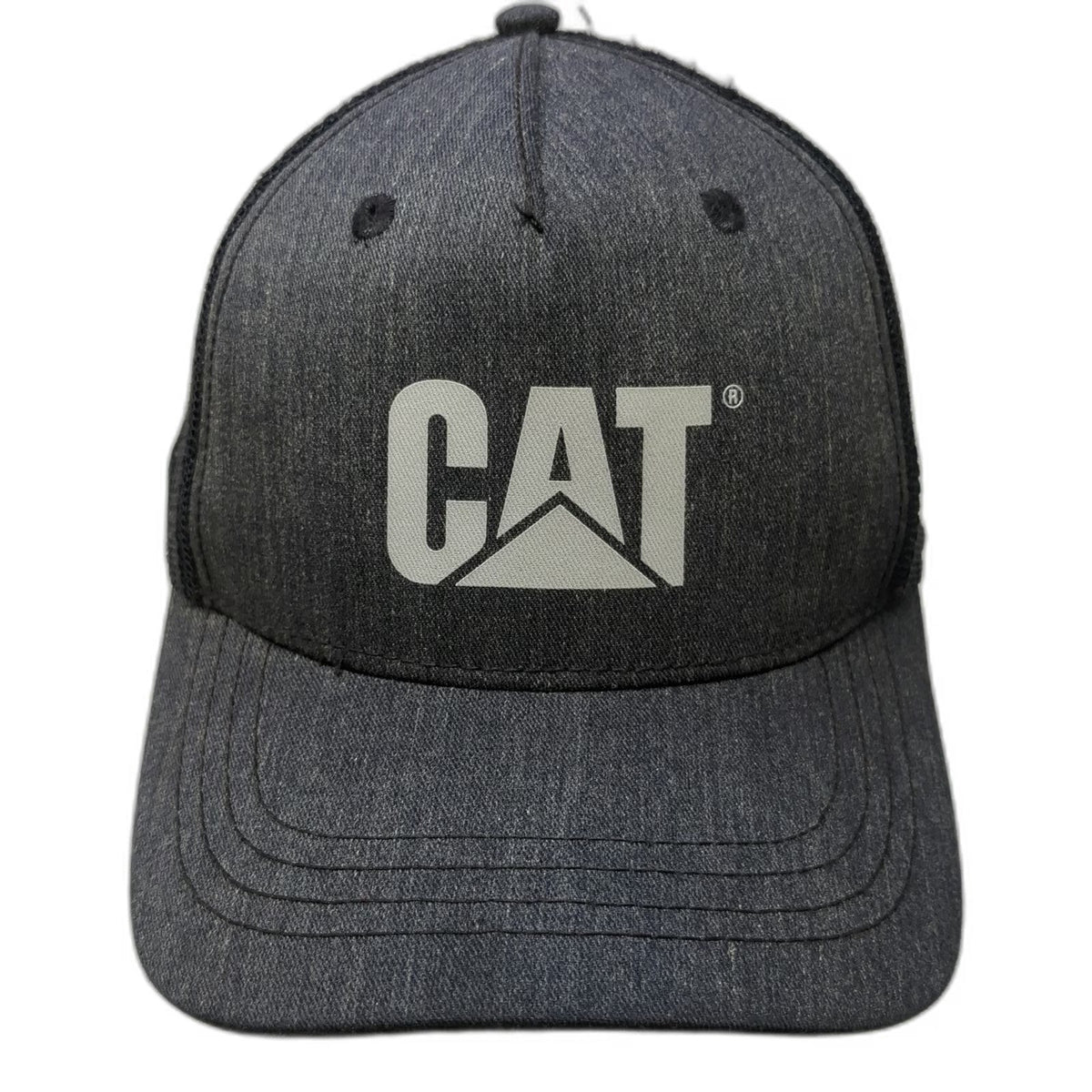 Caterpillar Trucker Hat Gray One Size Mesh Back Snapback Logo Workwear Cap