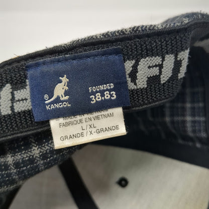 Kangol Baseball Cap Blue Gray White XL Flexfit Mini Plaid Kangaroo Logo Hat