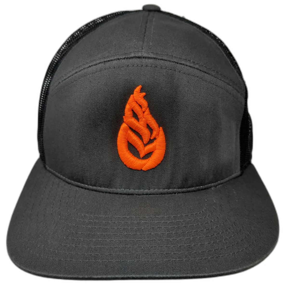 Richardson Trucker Hat Gray Black Orange OSFM Mesh Snapback Burnt River Farms