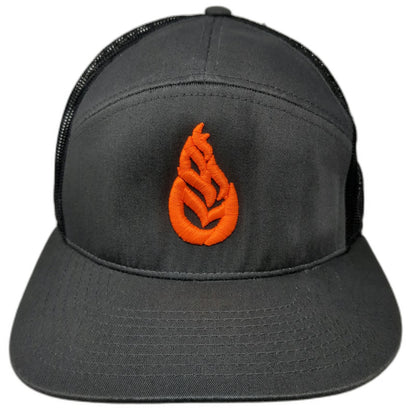 Richardson Trucker Hat Gray Black Orange OSFM Mesh Snapback Burnt River Farms