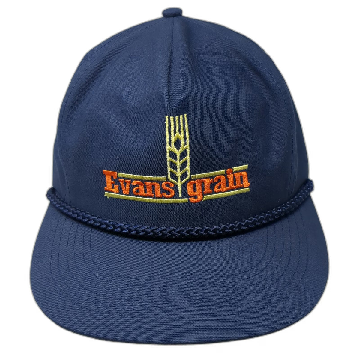 Mountaintop Marketing Trucker Blue Snapback Evans Grain Wheat Rope Hat Vintage