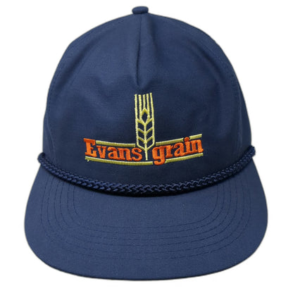 Mountaintop Marketing Trucker Blue Snapback Evans Grain Wheat Rope Hat Vintage