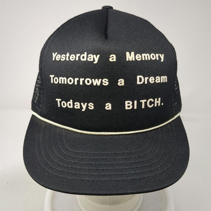 Advenco Trucker Hat Black Mesh Back Snapback Rope Graphic Funny Tomorrow a B**CH
