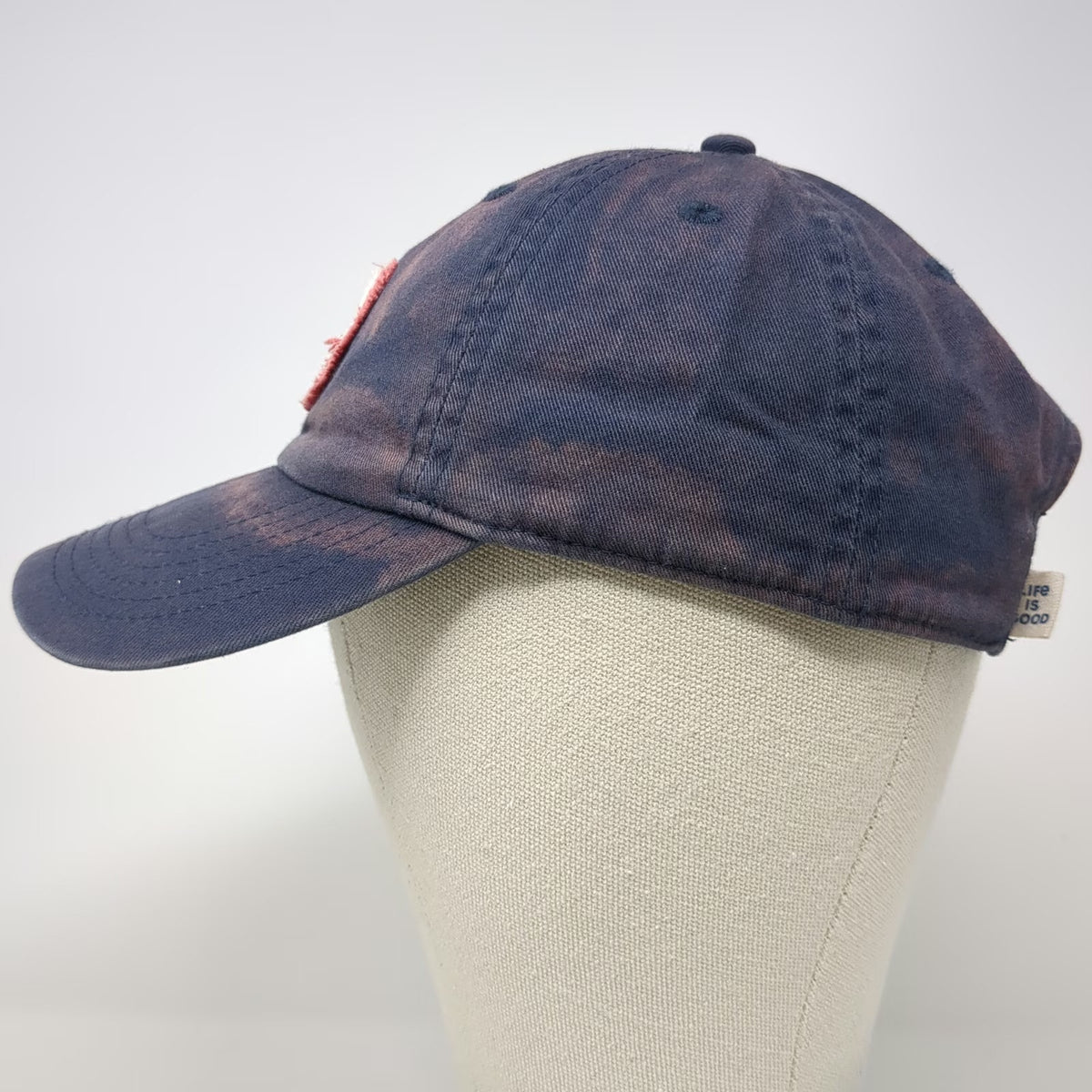 Life is Good Baseball Cap Blue One Size Bleached Wash Distressed Patch Hat