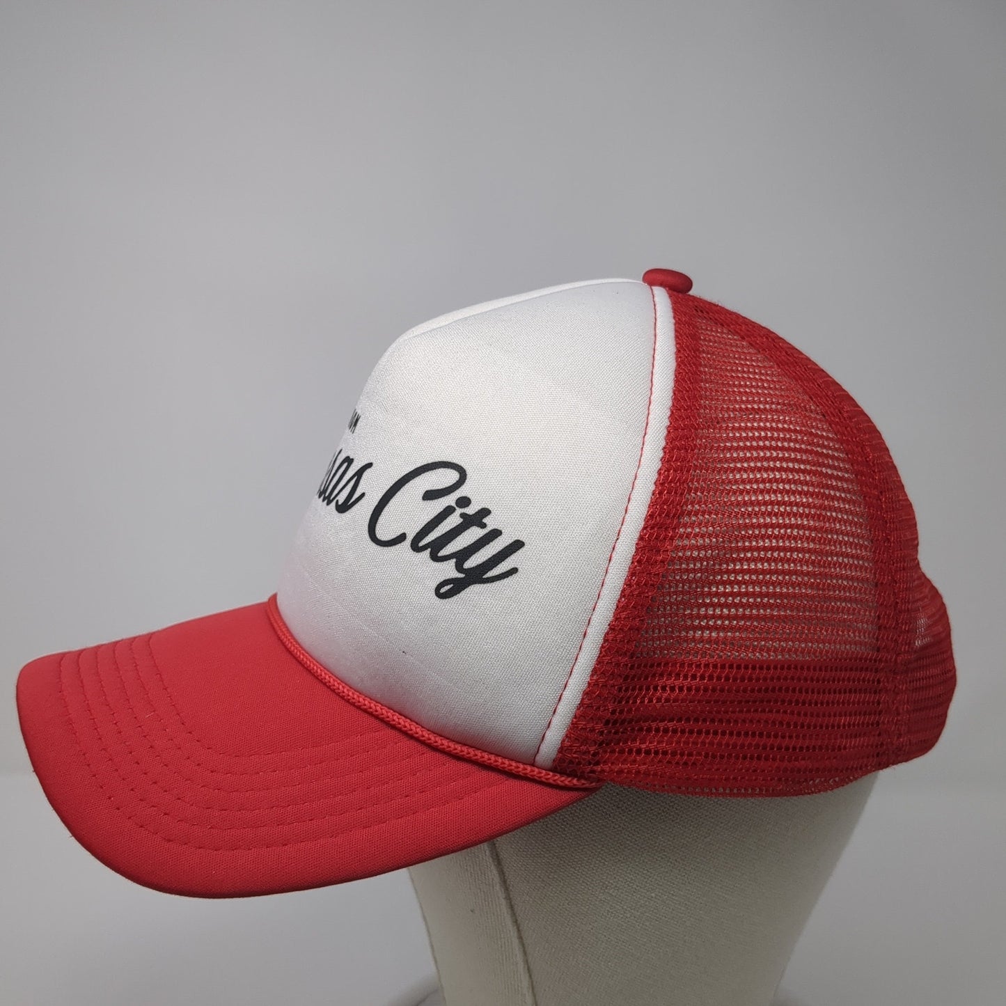 Just A Kid From Kansas City Snapback Rope Trucker Hat Red One Size