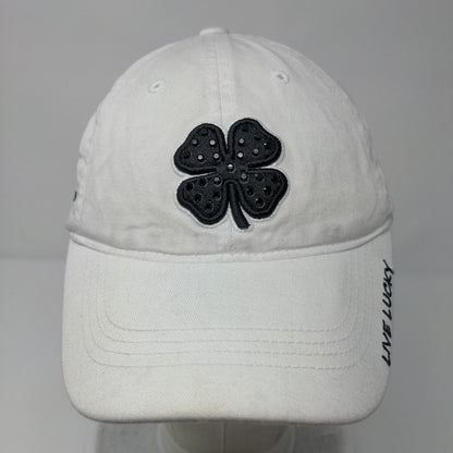 Live Lucky The Madison Club Slideback Hat White OSFA Adjustable Black Clover