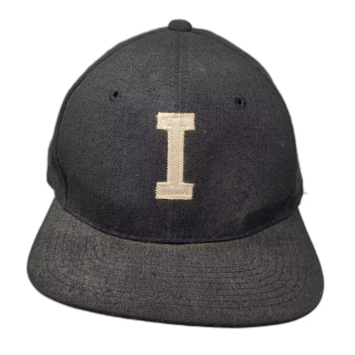 Richardson Pro Model Snapback Hat Black Beige Block I Logo Size L Gray Brim