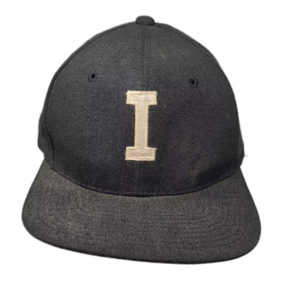 Richardson Pro Model Snapback Hat Black Beige Block I Logo Size L Gray Brim